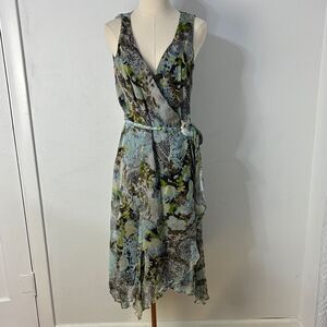 Vintage ICE‎ Womens 10 Asymmetrical Silk Midi Dress Y2K Fairy Whimsi Coachella
